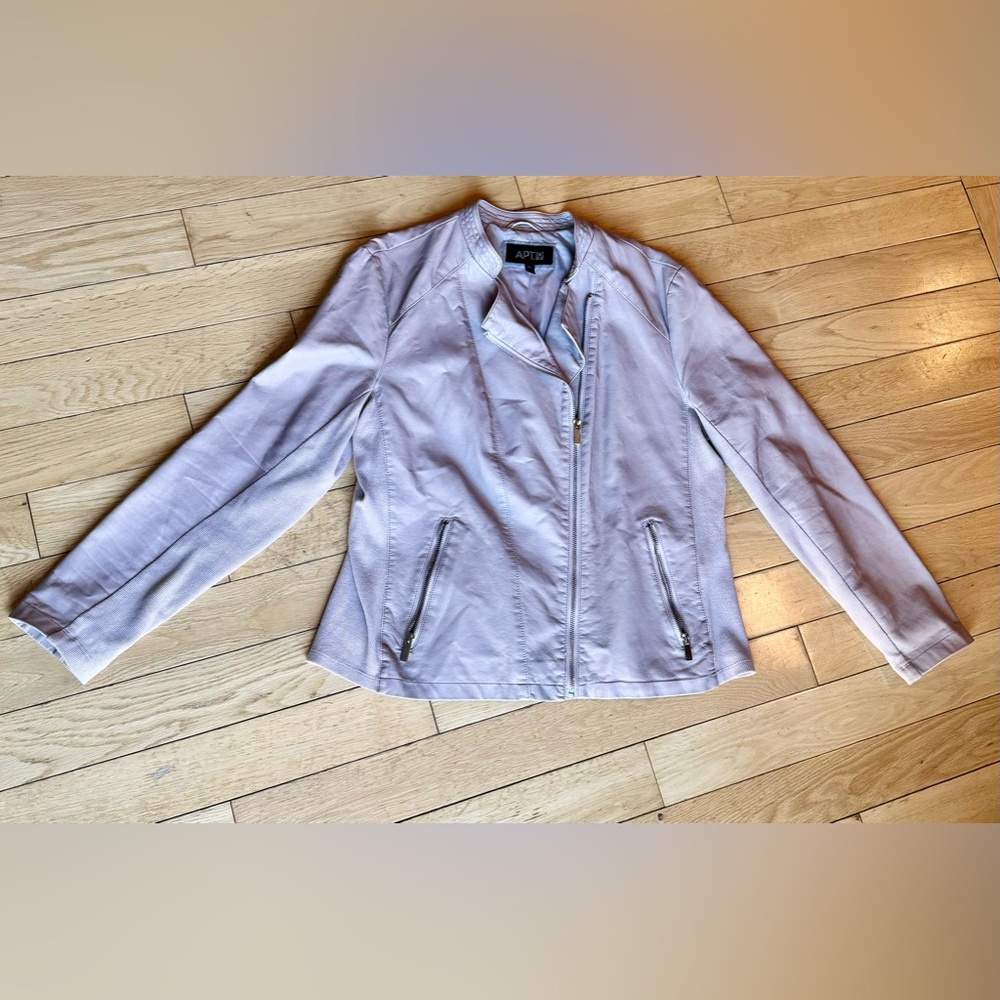 Apt. 9 Faux Leather Jacket Taupe XL Cream light tan